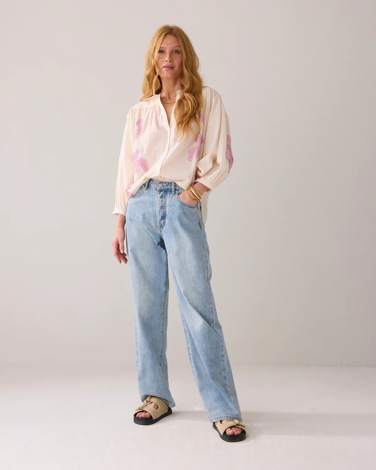 Oversized Cotton Voile Top in Ivory