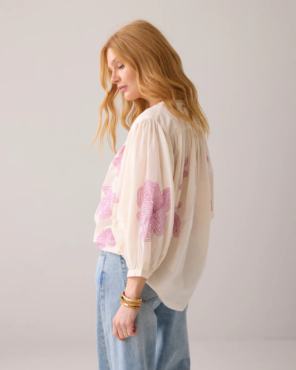 Oversized Cotton Voile Top in Ivory