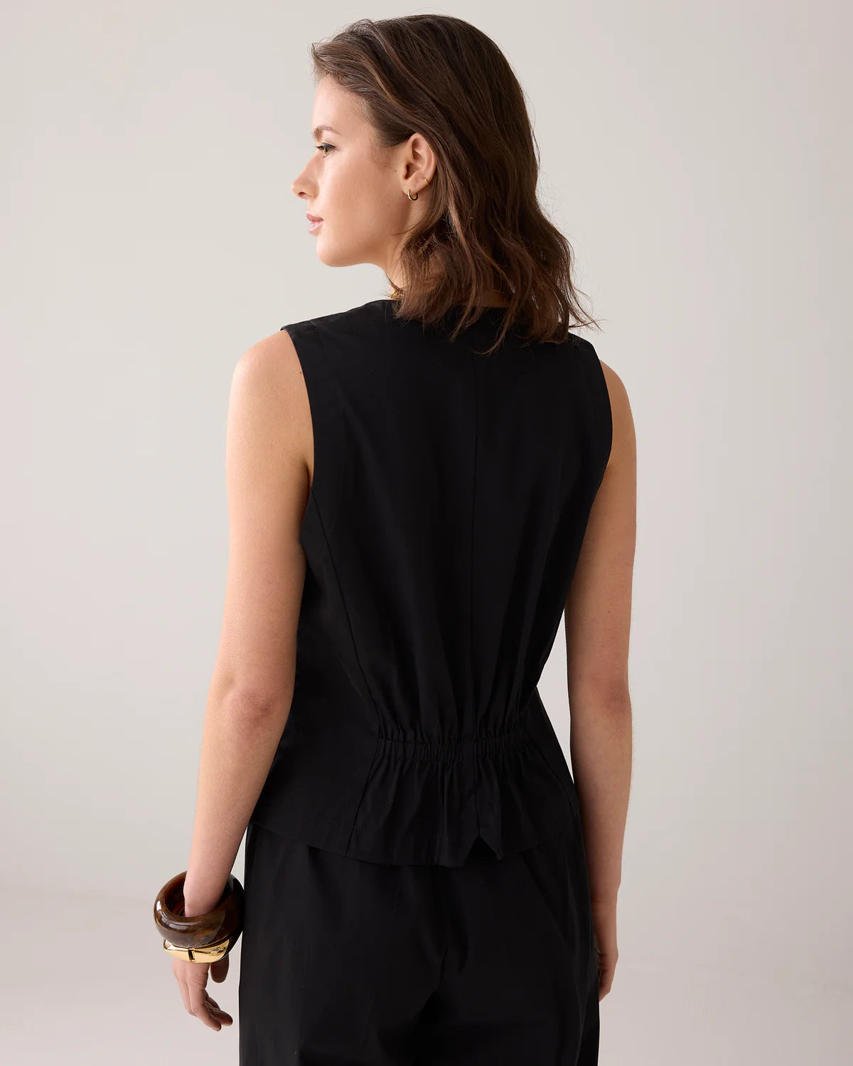 100% Cotton Black Gilet with bow fastening