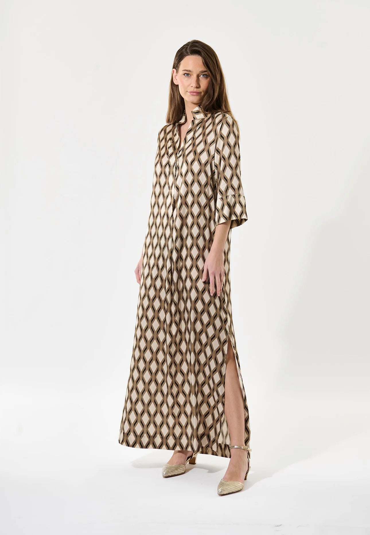 Helga 100% Silk Kimono Dress in Brilliante Graphic