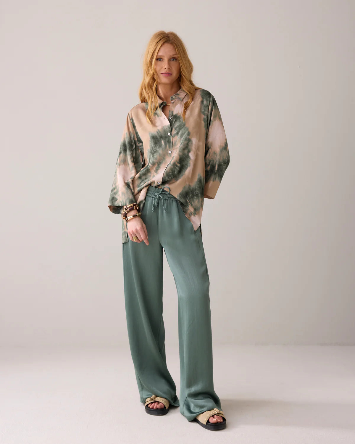 Mid Sleeve Blouse in Sea Glass Design