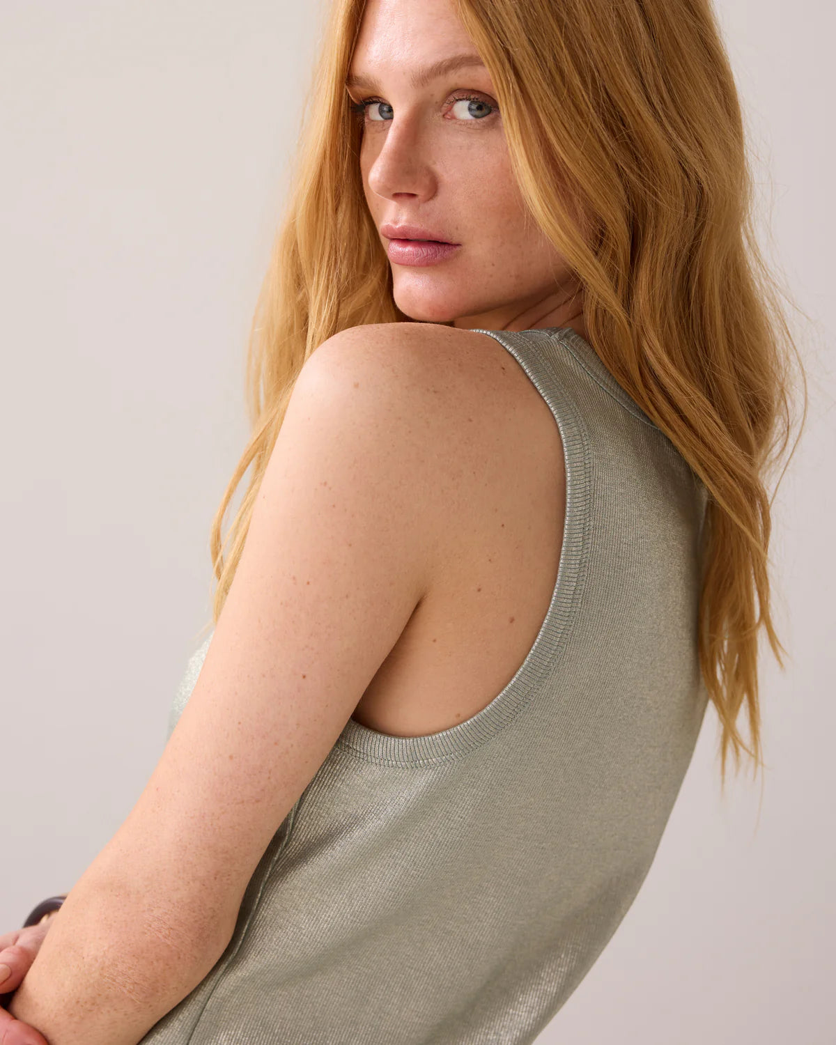 Cotton Rib Tanktop in Mint Breeze