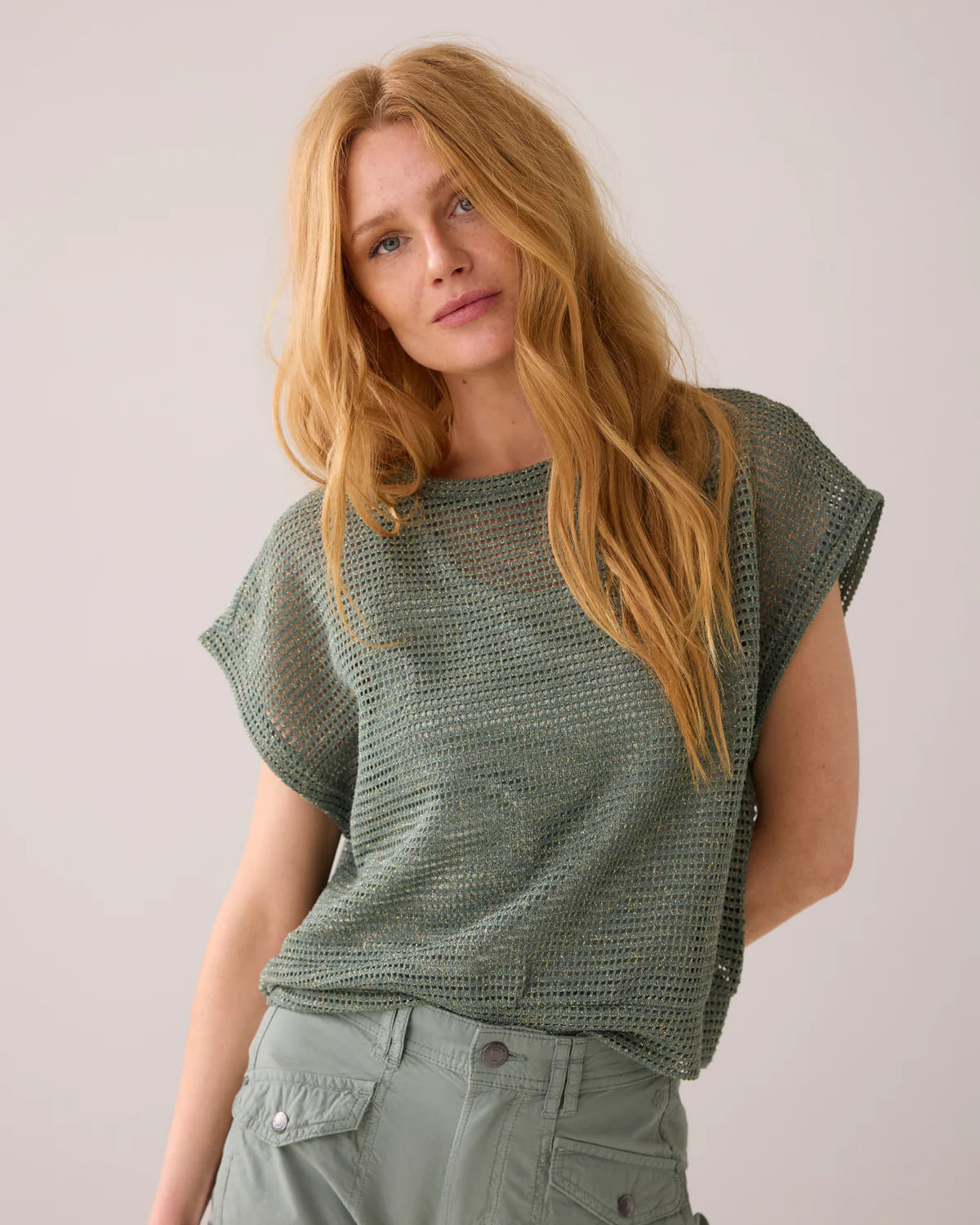 Boxy Gauze Top in Sea Glass Green