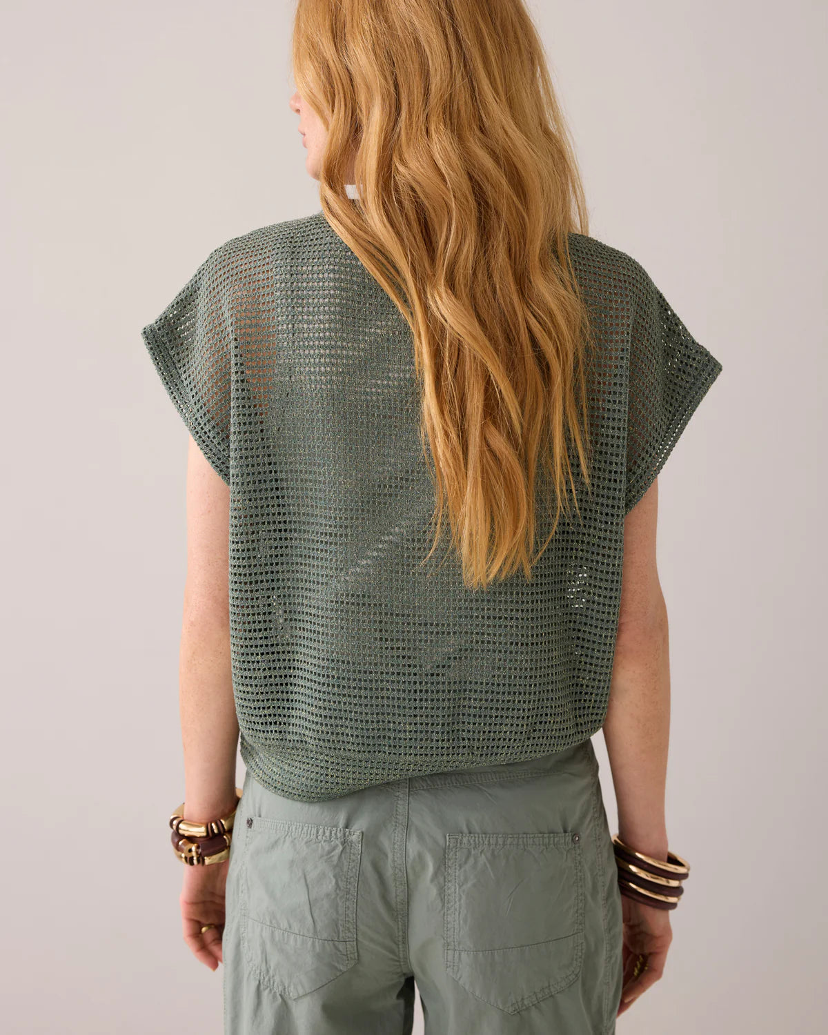 Boxy Gauze Top in Sea Glass Green