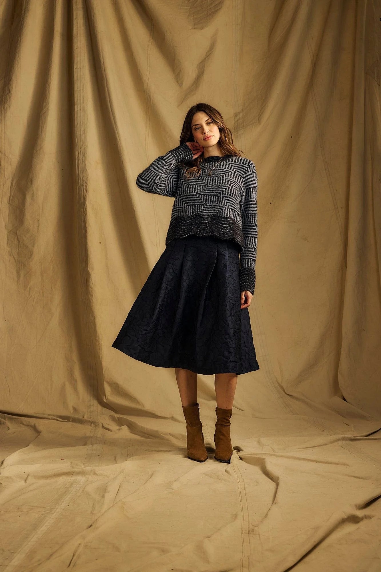 Natron Wool Mix Crew Neck Jumper in Maritime Blue