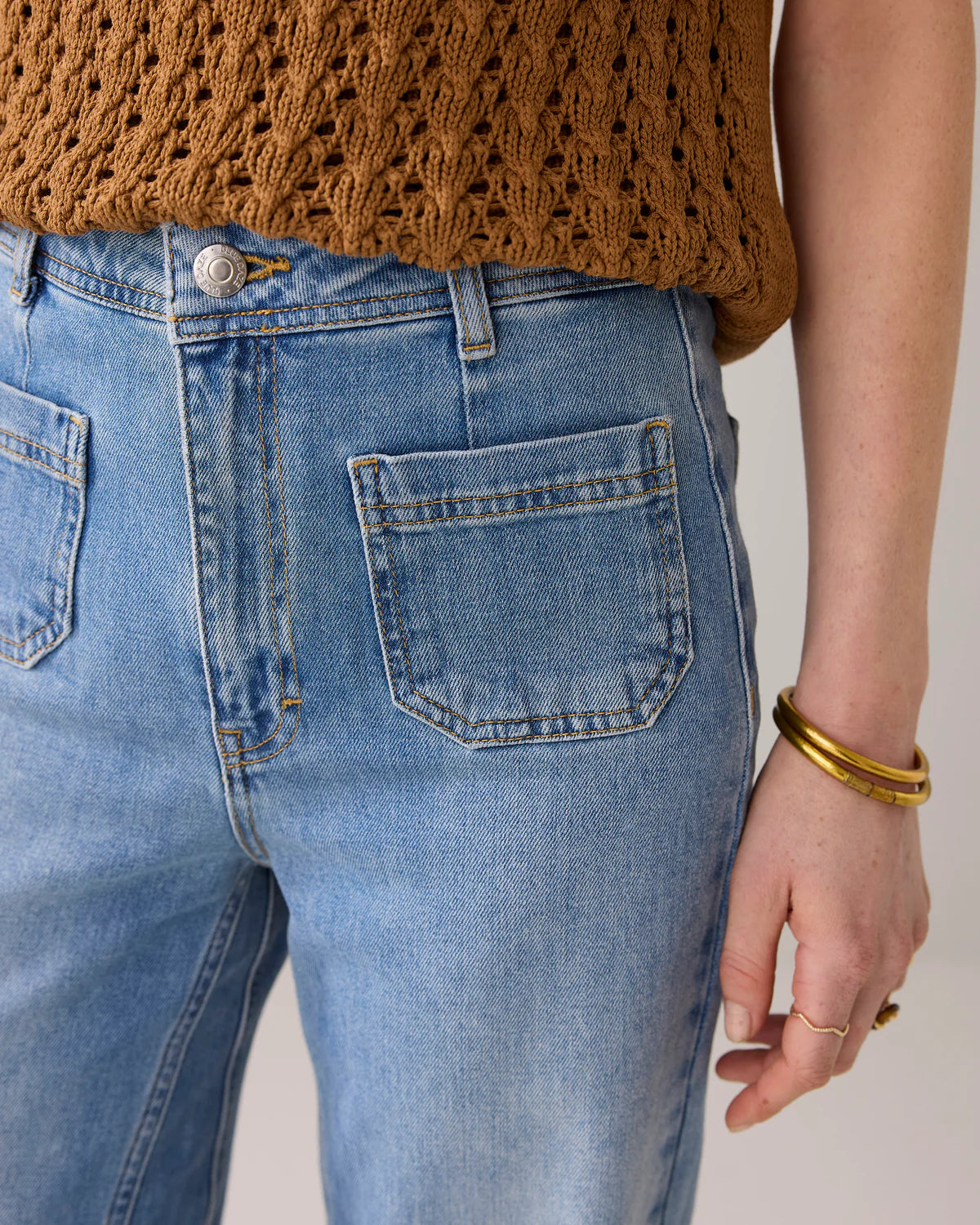 Flared Denim Jeans in Vintage Blue