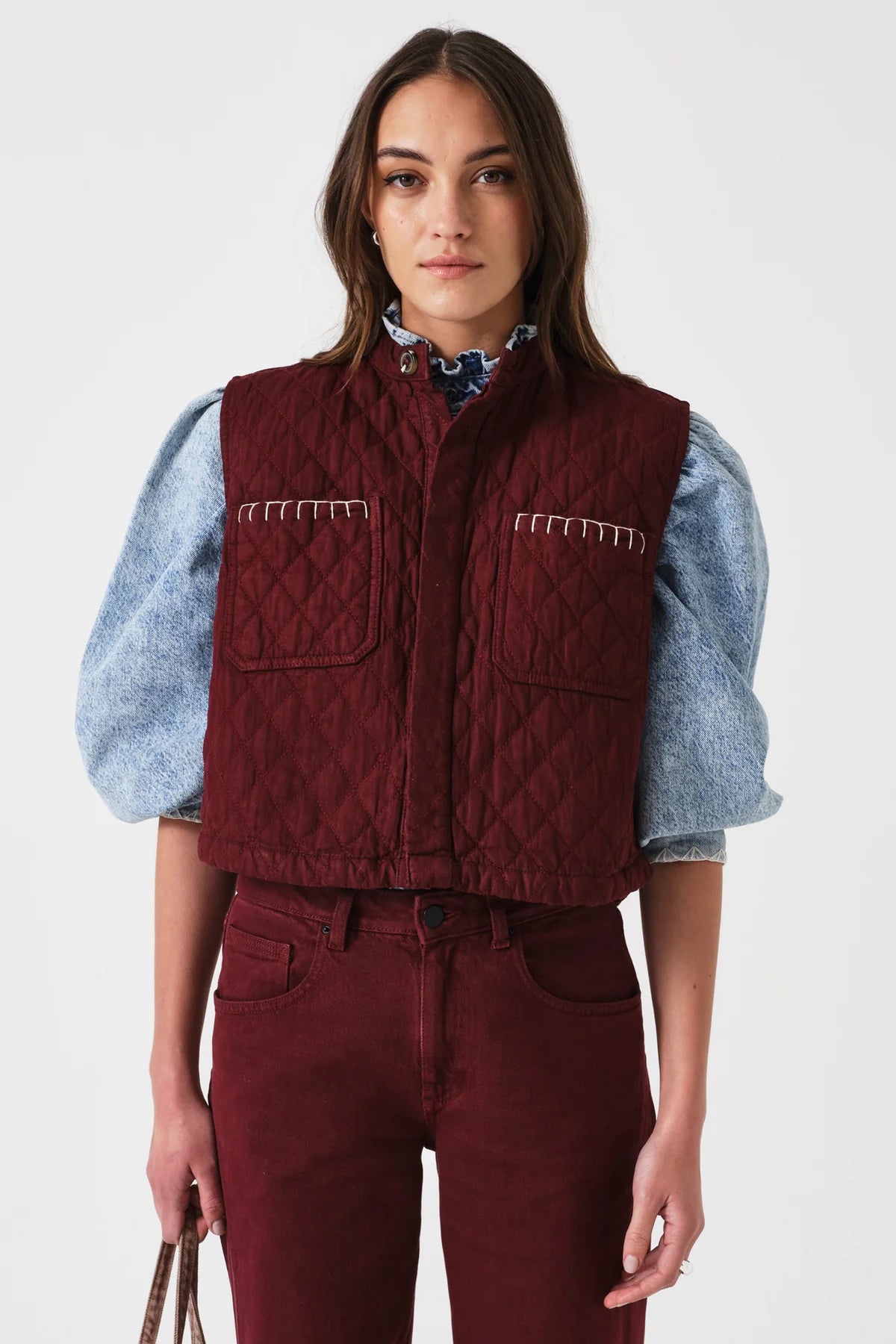 Quilted Pablo Waistcoat in Mulberry