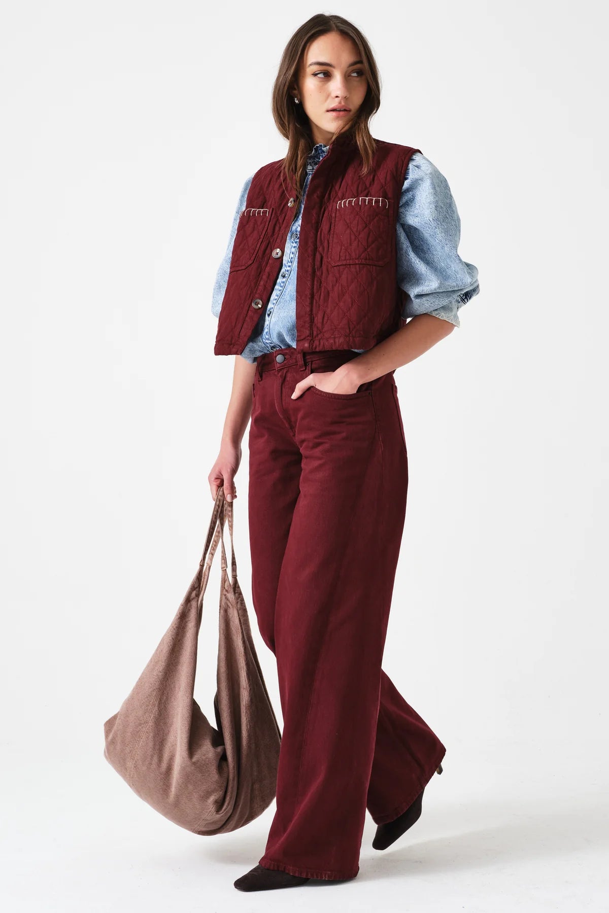 Quilted Pablo Waistcoat in Mulberry
