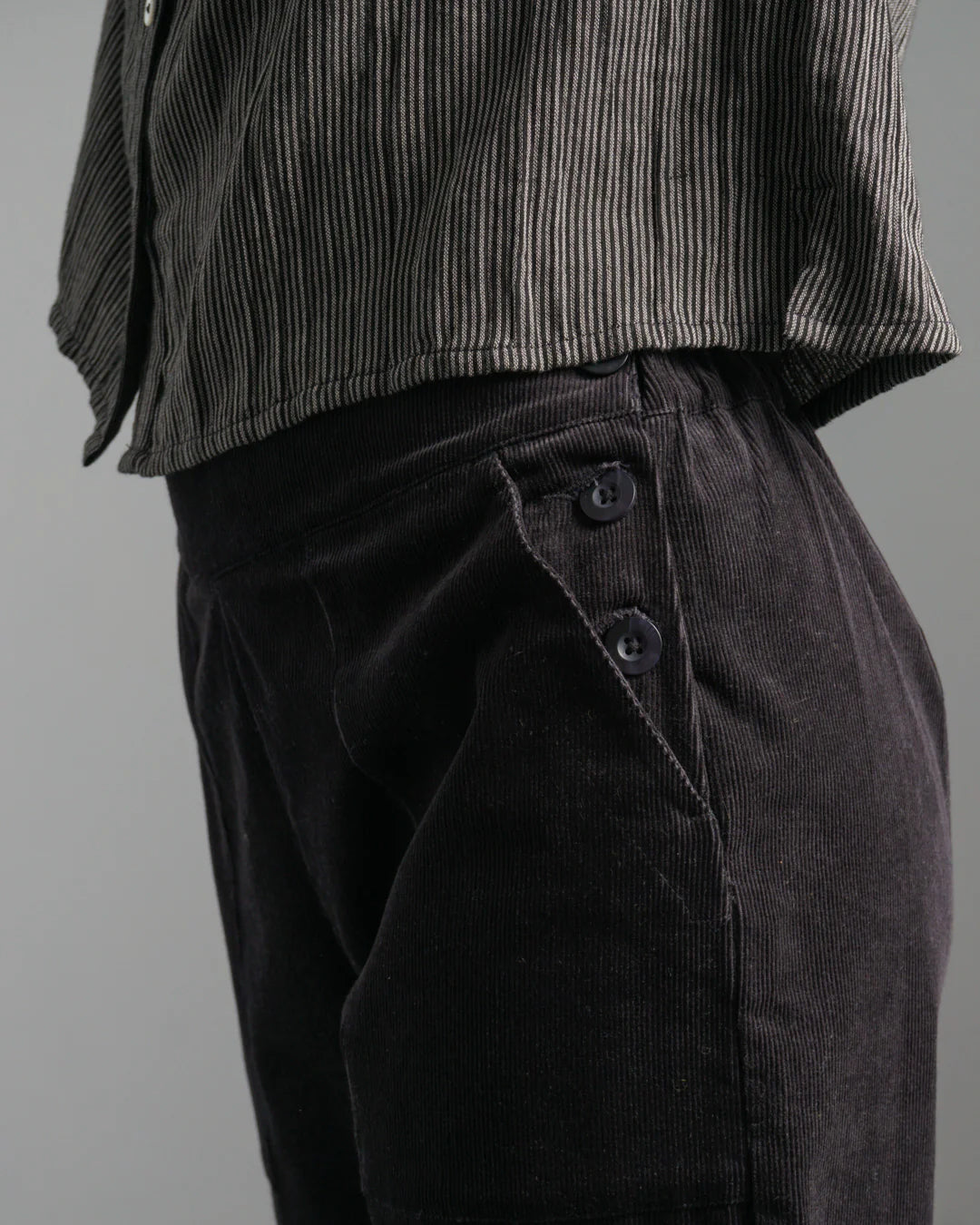 Anna Wide Leg Cord Trousers in Dove Grey