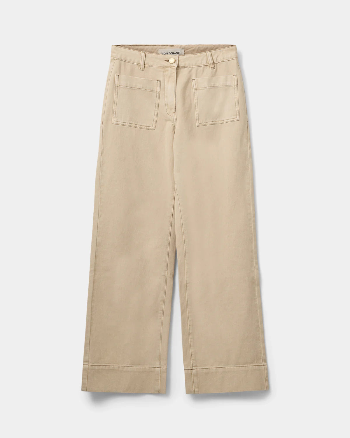 Tullinge 100% cotton straight leg trousers in Warm Sand