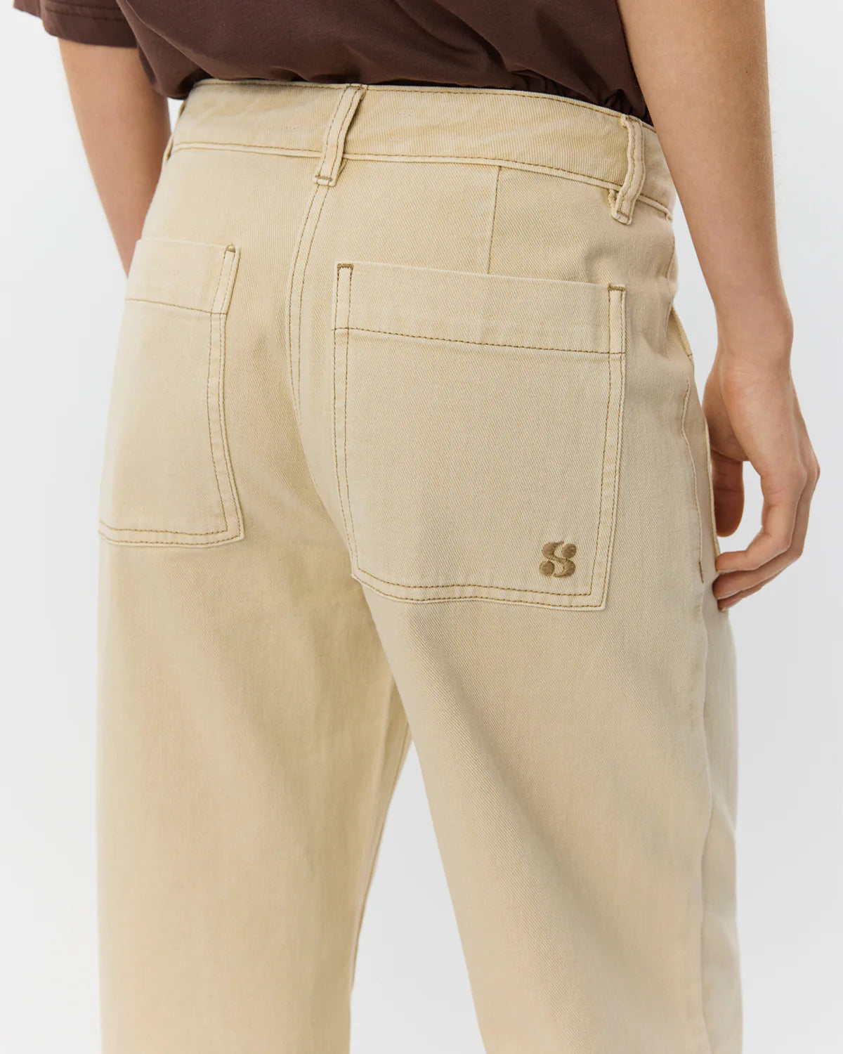 Tullinge 100% cotton straight leg trousers in Warm Sand