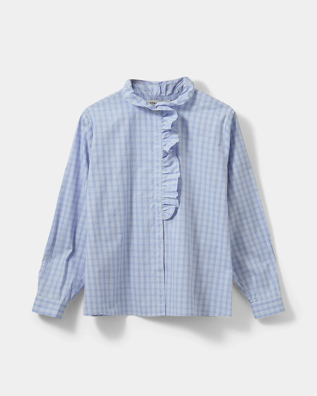 100% Cotton Belle Shirt in Light blue check