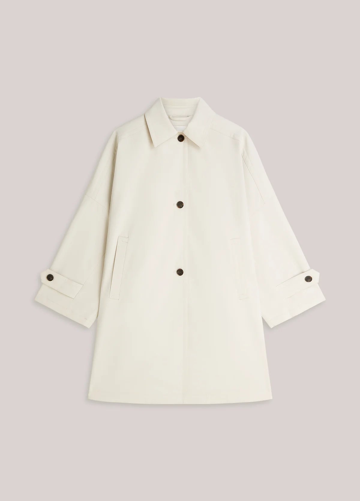 100% Cotton Gabardine Trench Coat in Ivory
