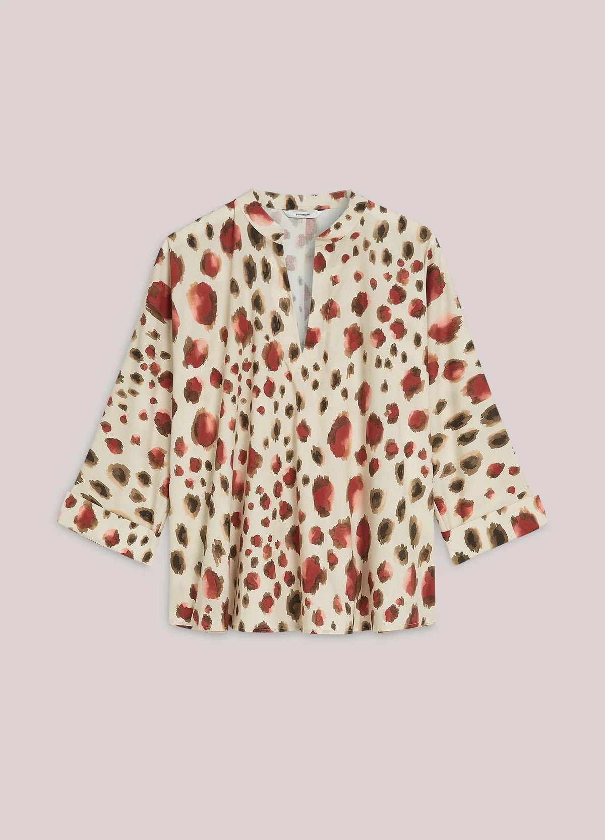 100% Cotton Animal Top in Ivory and Redcurrant