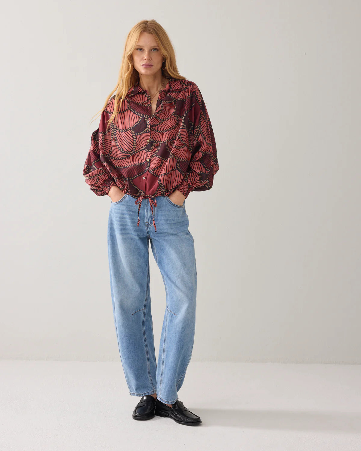 100% Cotton and Viscose Mix Top in Redcurrant
