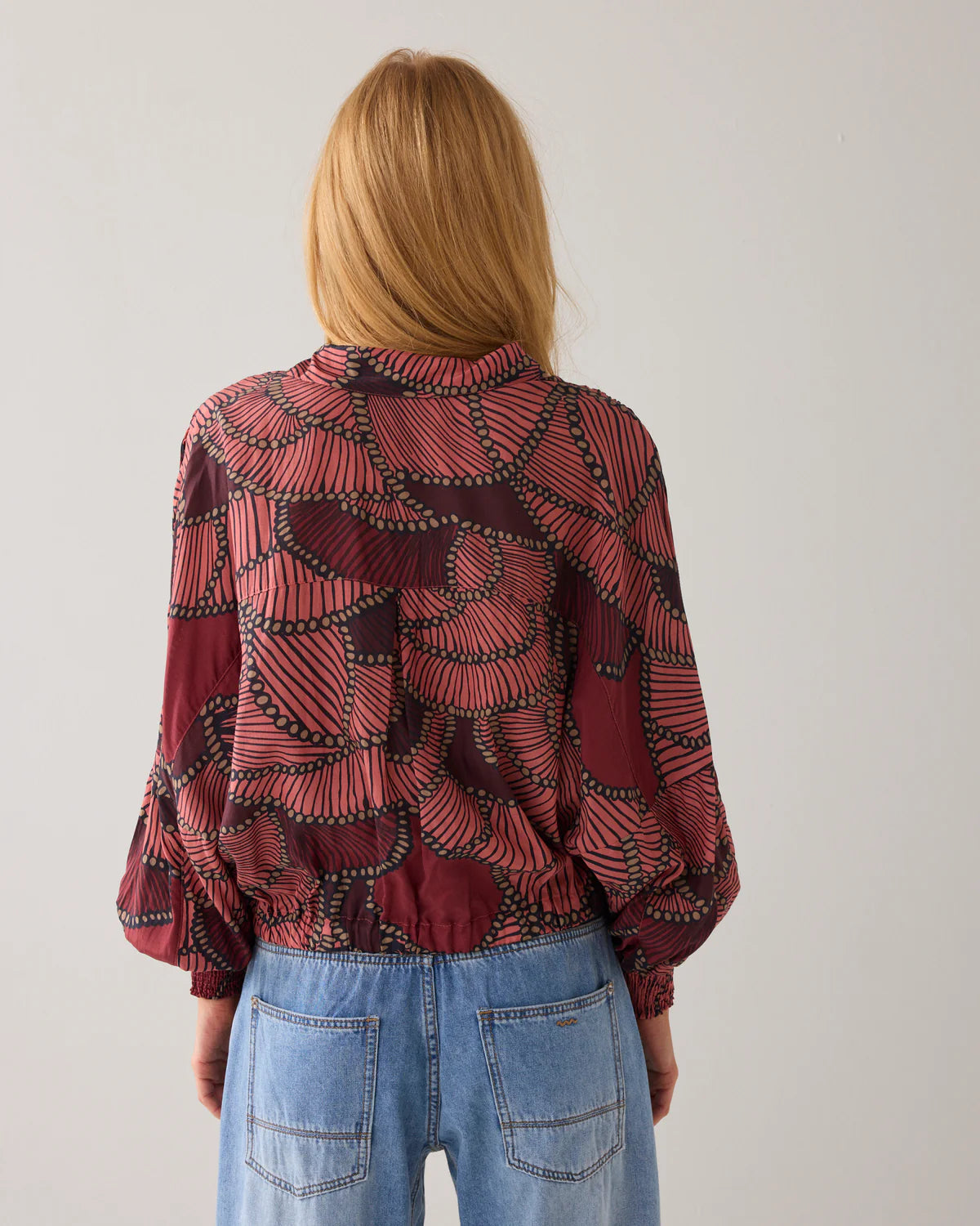 100% Cotton and Viscose Mix Top in Redcurrant