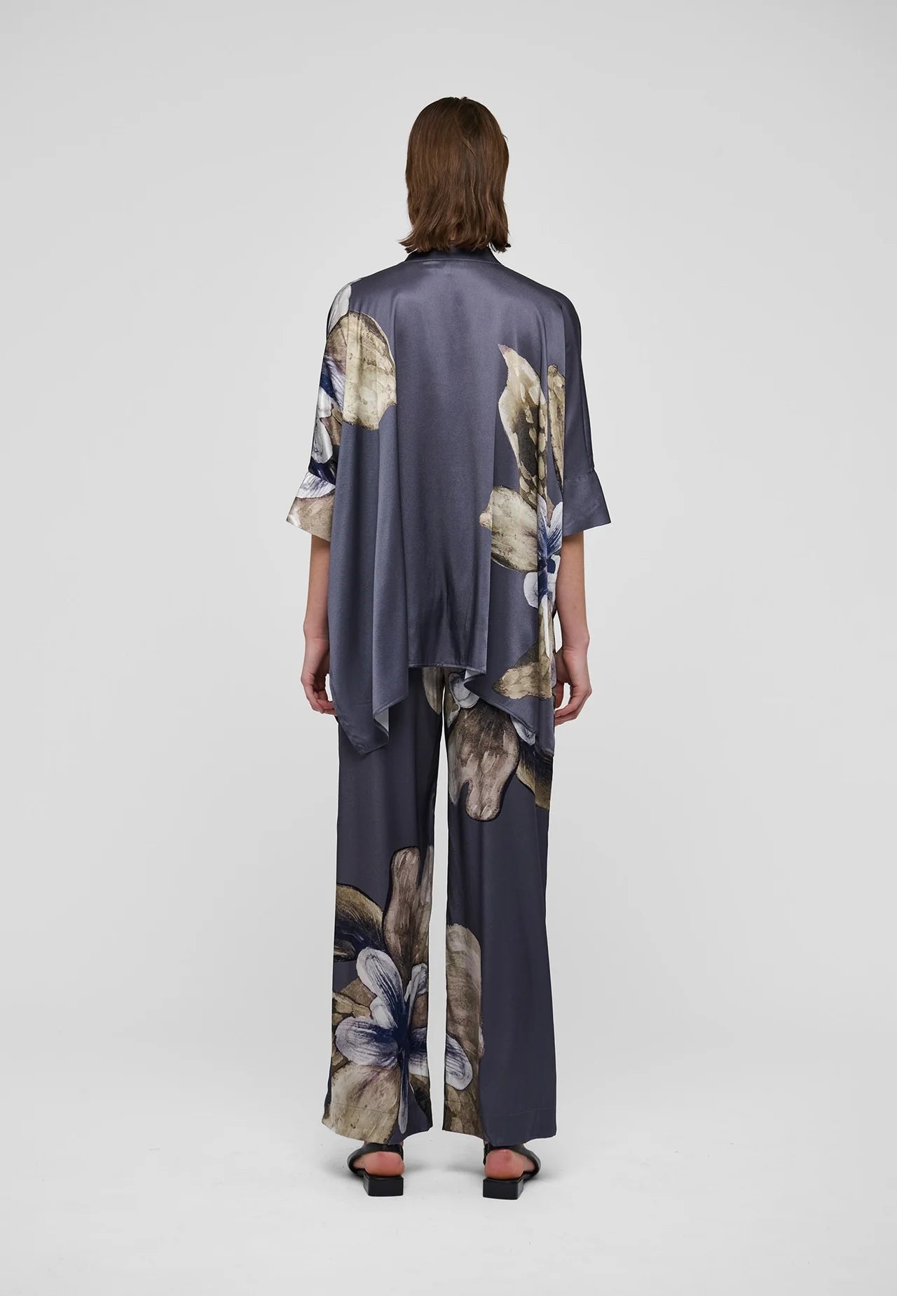 92% Silk Mandy Shirt in Belladonna Steel