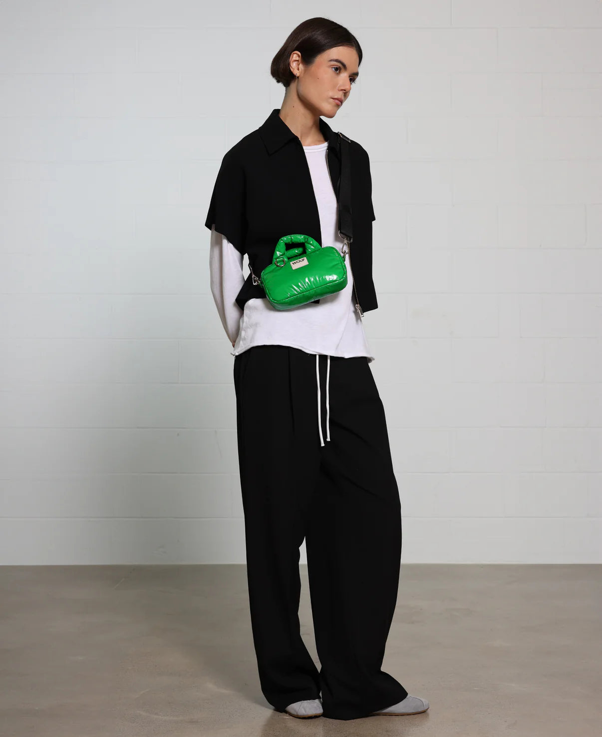 100% Recycled Mini Shoulder Bag in Basil - Apple Green