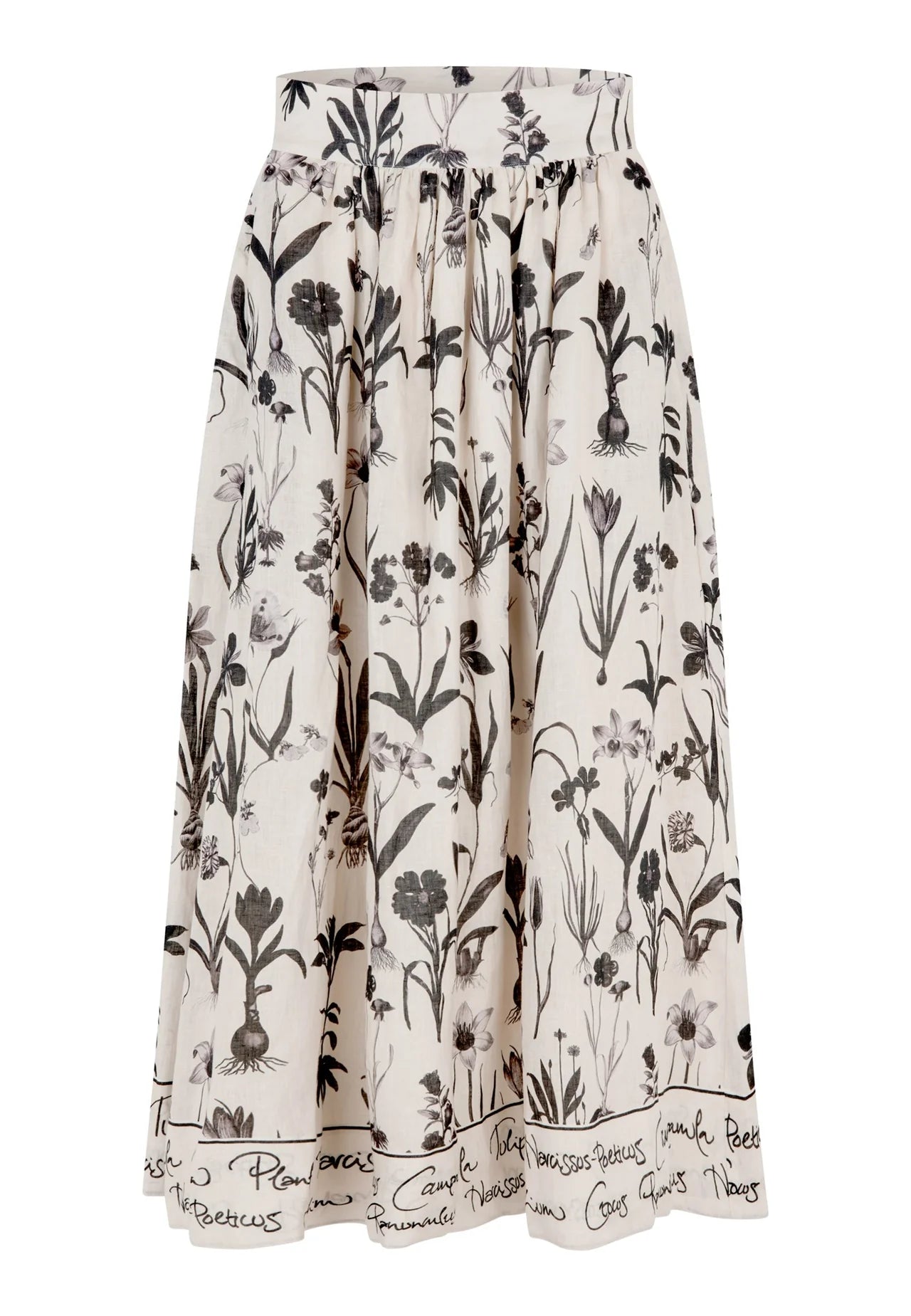 100% Linen Edda Skirt in Botanical Print