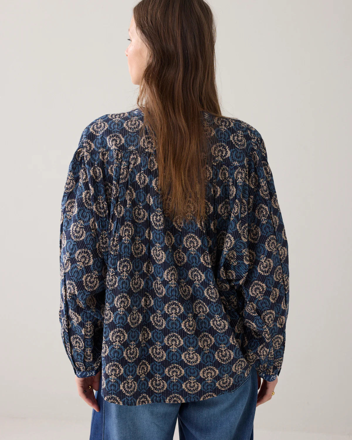100% Cotton Blouse in Midnight Blue