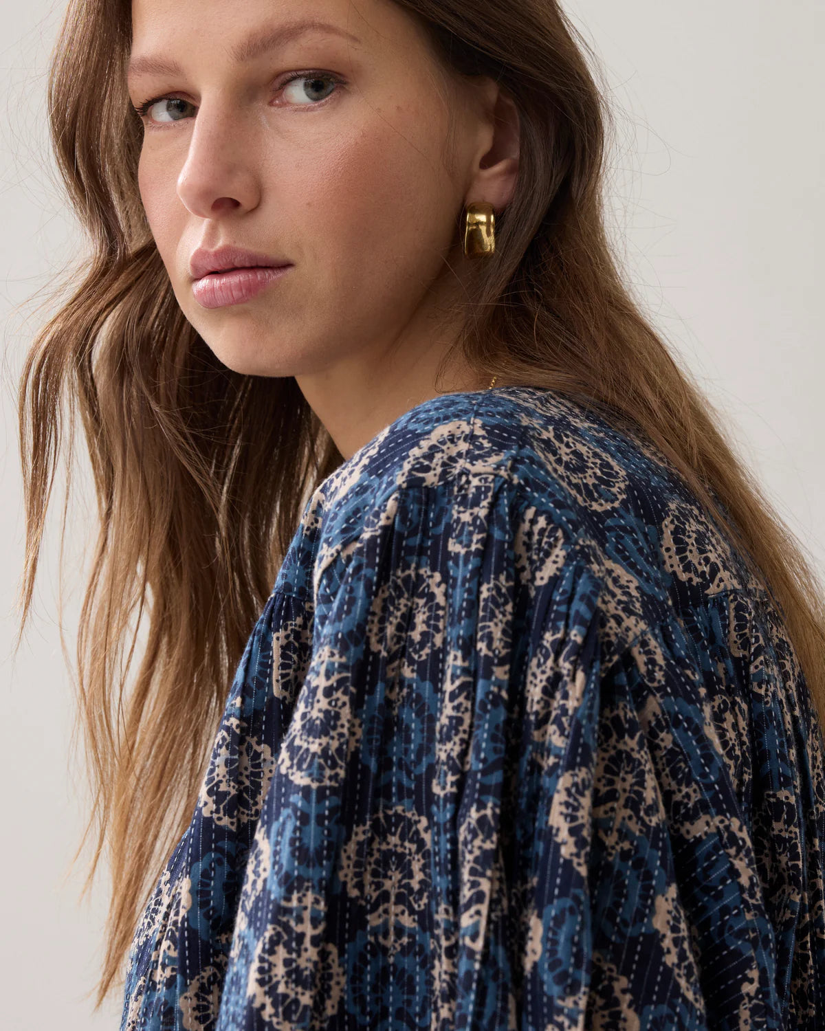 100% Cotton Blouse in Midnight Blue