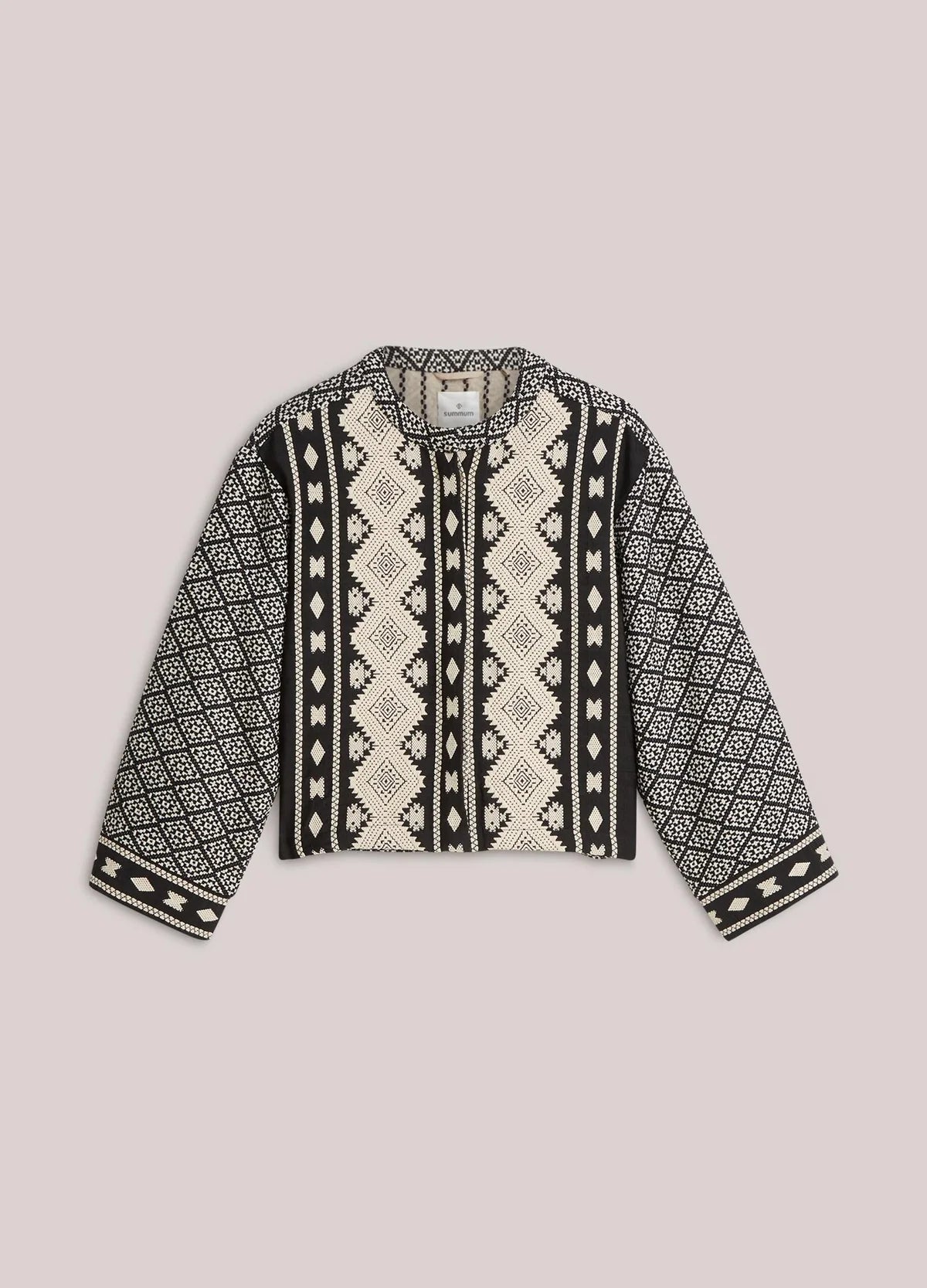 Linen and Cotton Jacket in Ivory and Black