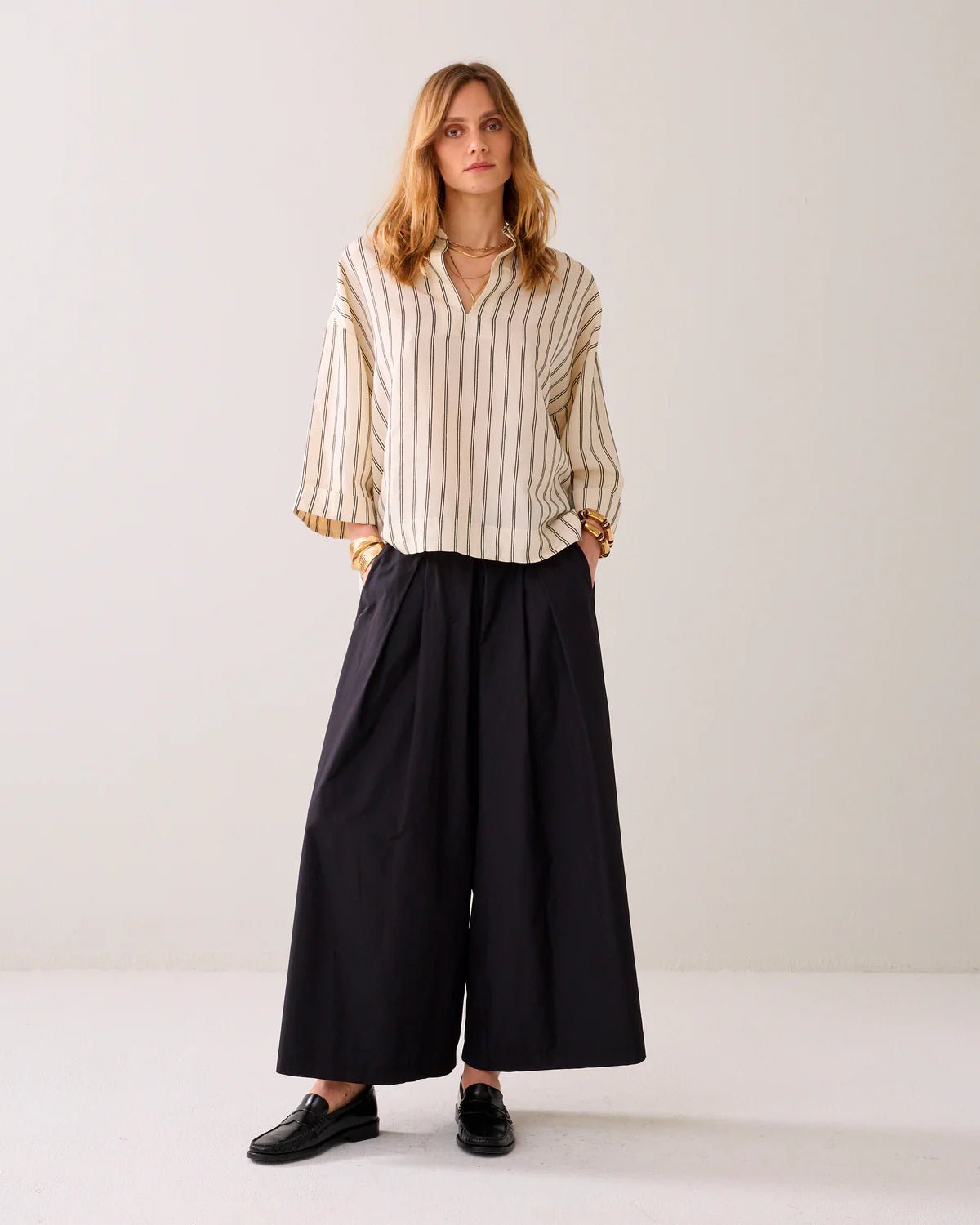 Taffeta Wide Legged Culottes in Black