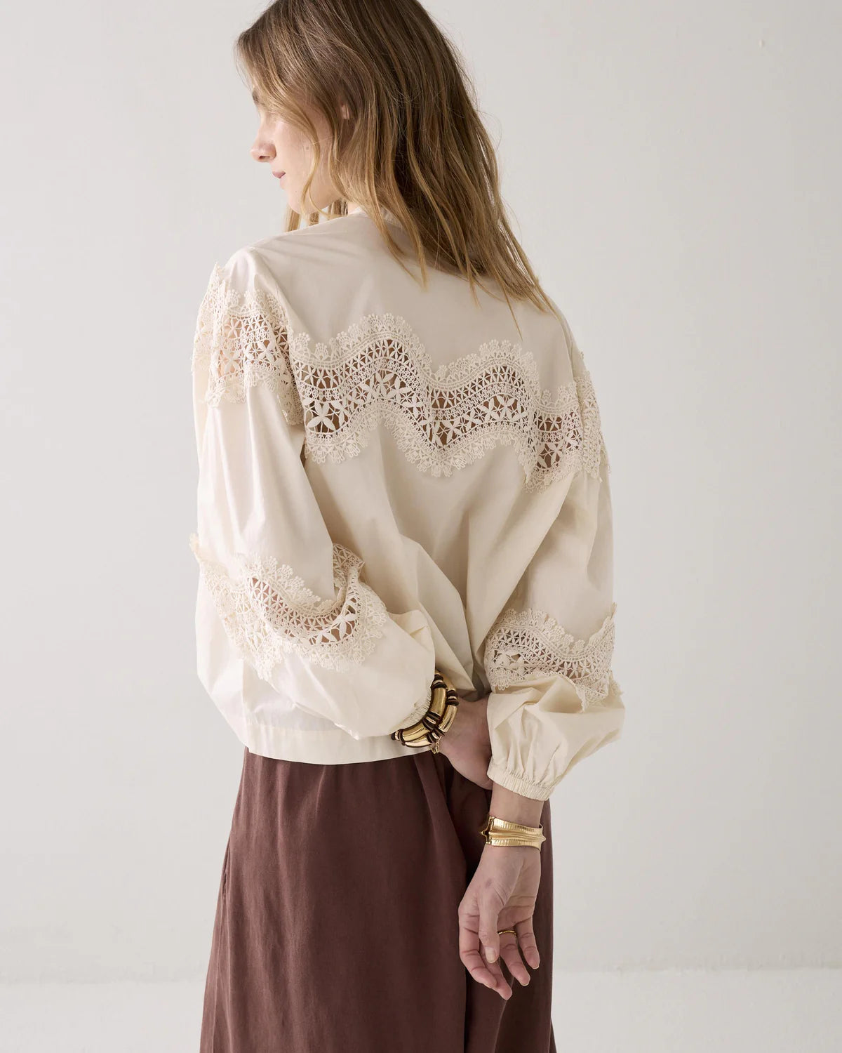 100% Crisp Cotton Poplin Boxy Shirt in Creme
