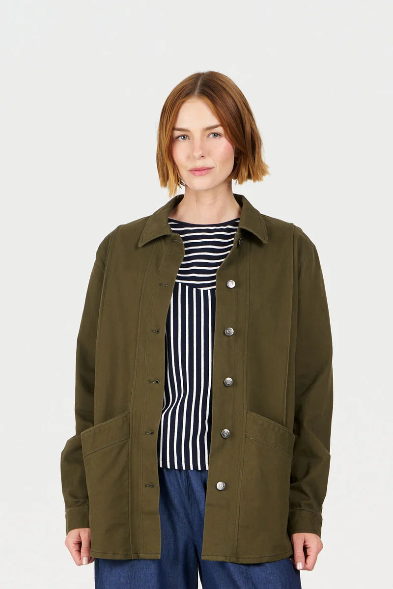 100% Organic Cotton Chore Jacket in Khaki