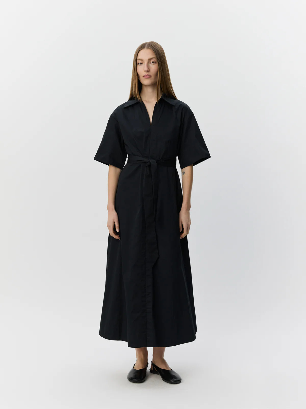 100% Cotton Mina Dress in Black