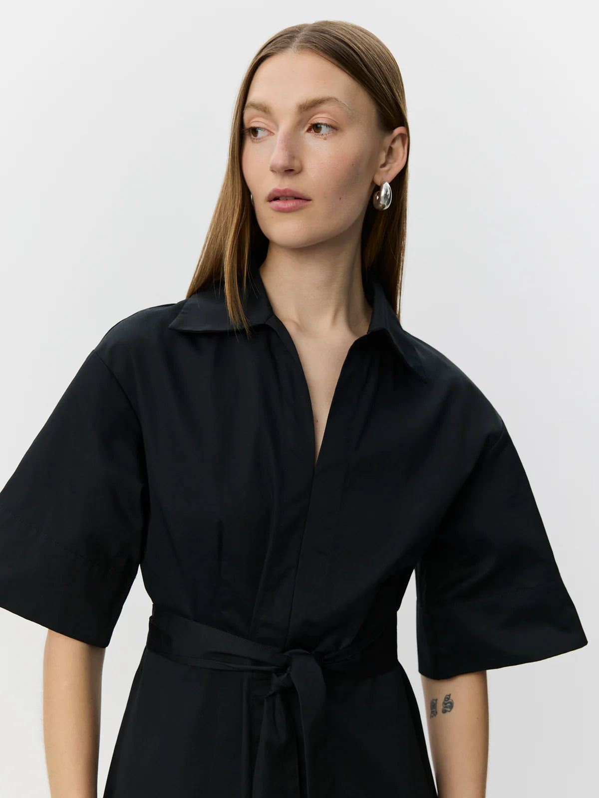 100% Cotton Mina Dress in Black