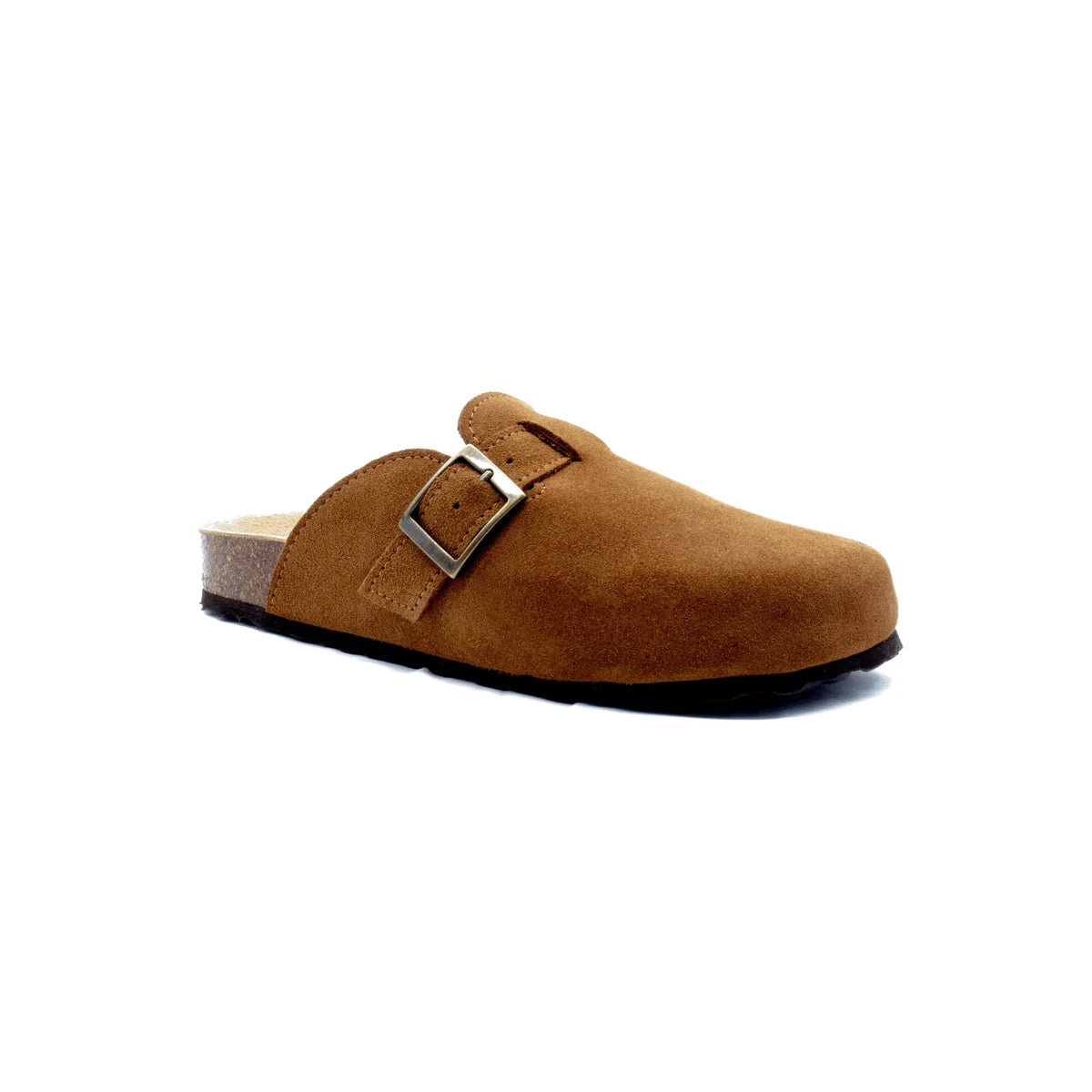 100% Leather Suede Lisbon Clogs in Camel