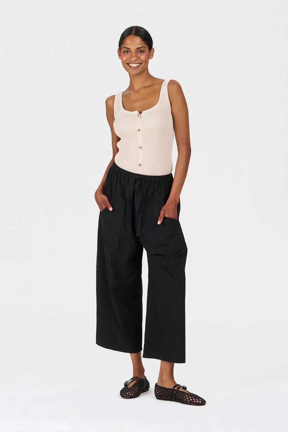 100% Organic Cotton Cleo Trousers in Black