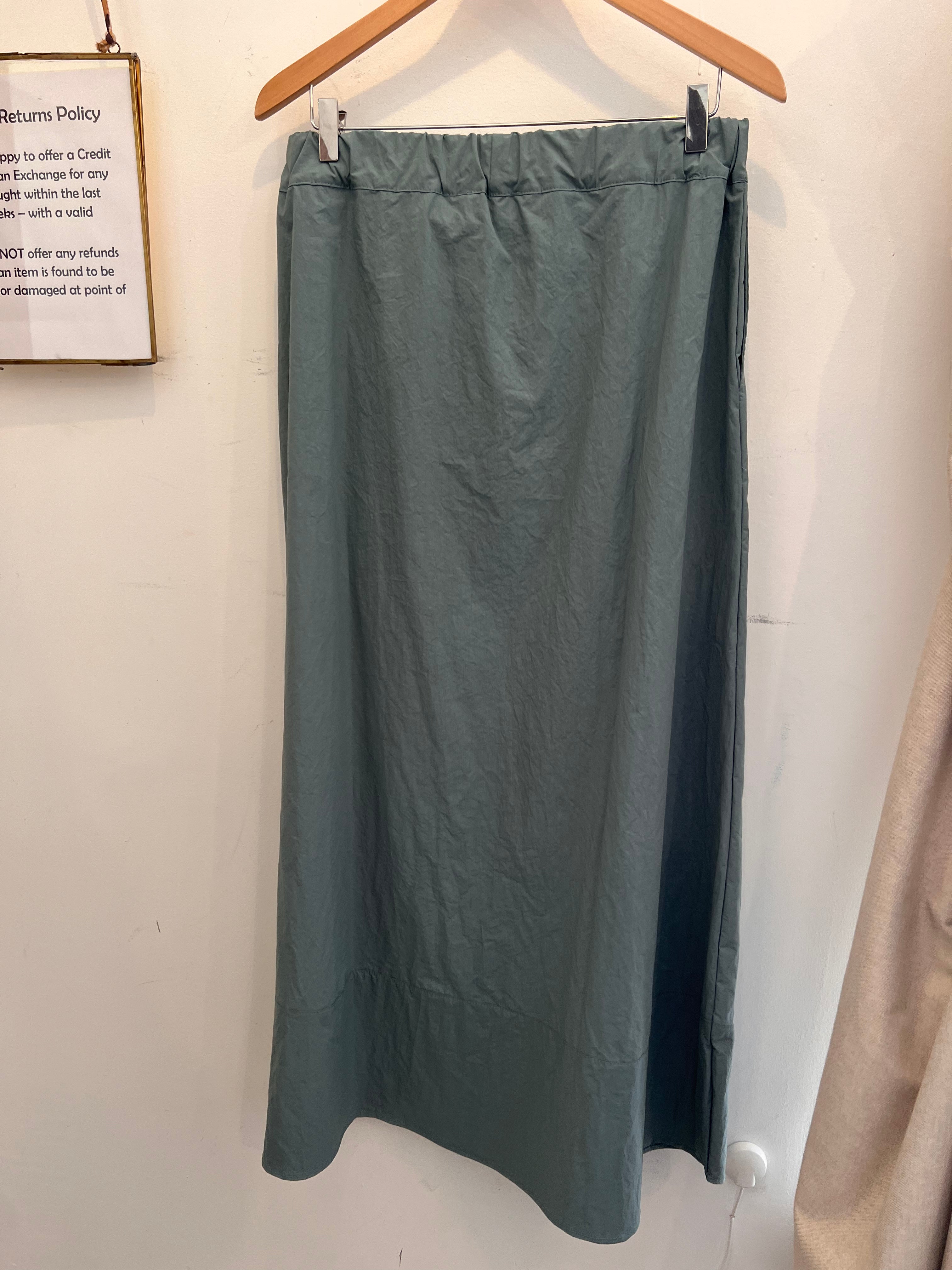 100% Cotton Gaberdine Flin Skirt in Teal Blue
