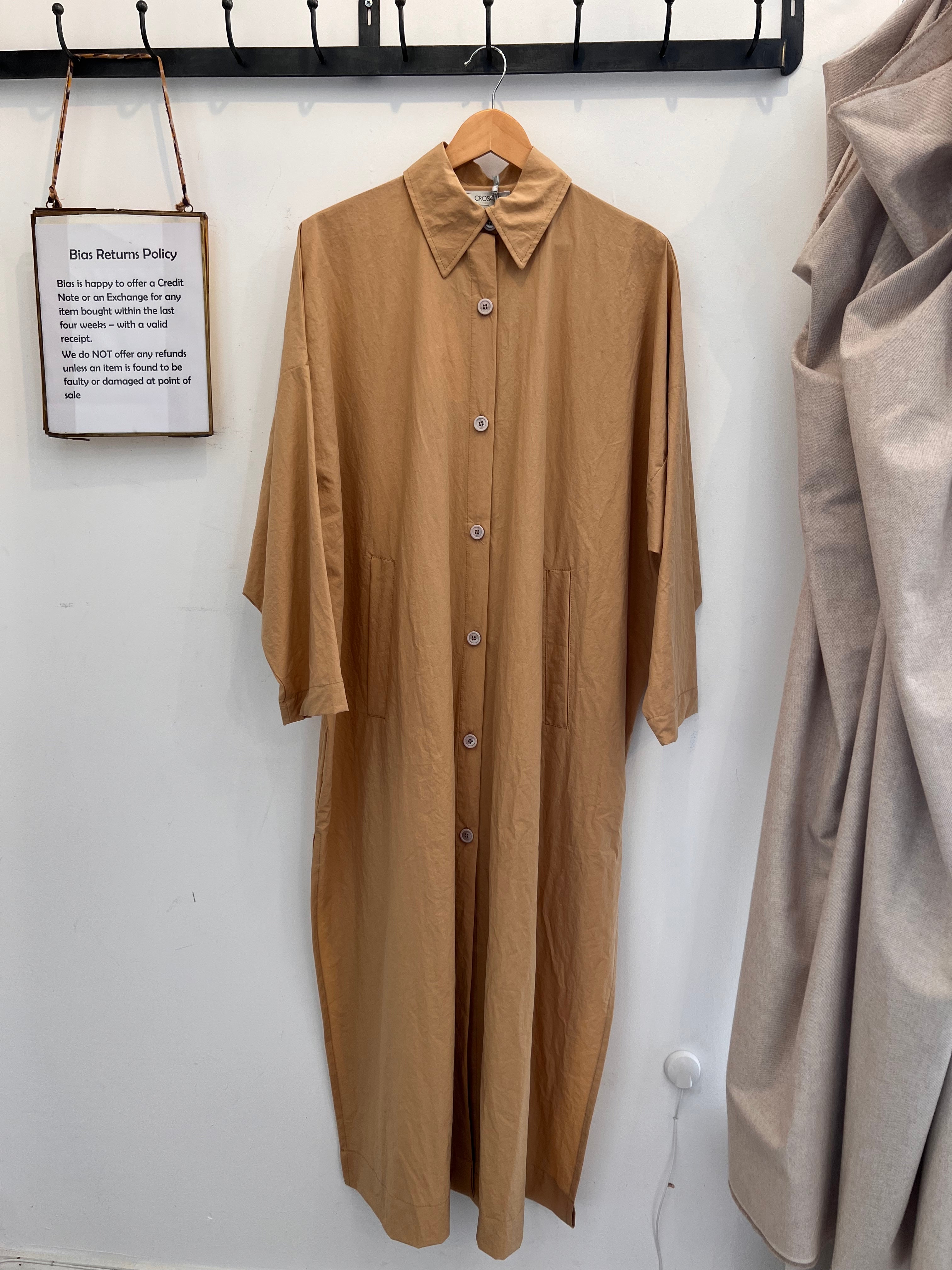 100% Cotton Gaberdine Filer Dress in Light Ochre