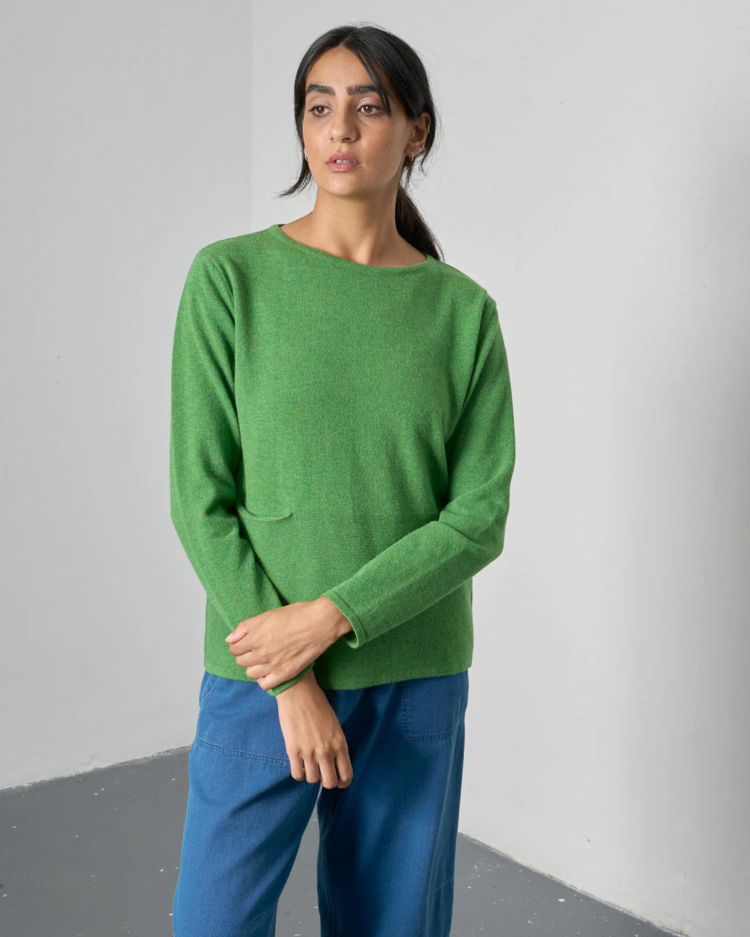 100% Merino Lauren Jumper in Watercress