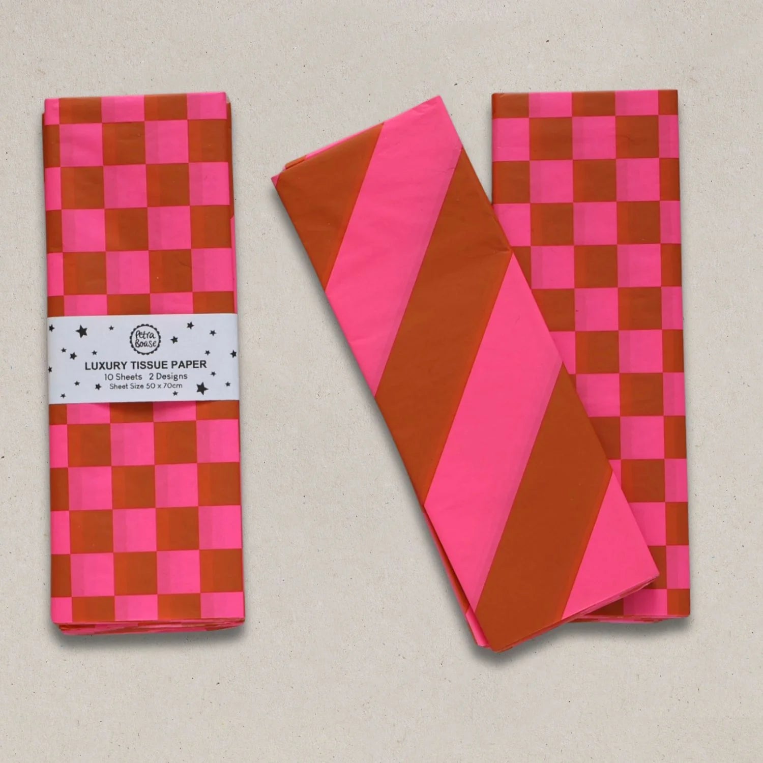 Luxury Tissue Paper - 10 sheets in 2 designs - Ginger and Flouro Pink
