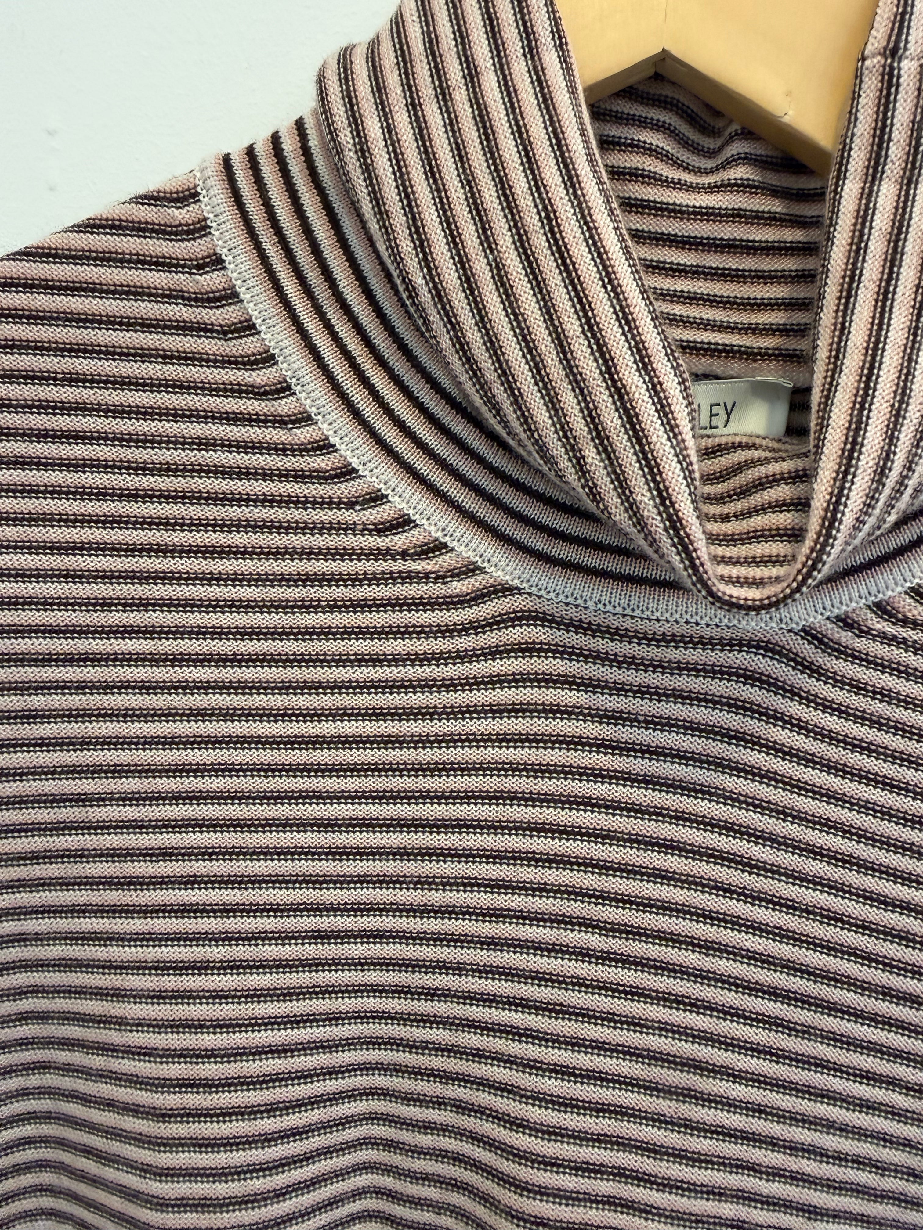 100% Wool Resil Jumper in Pink and Brown Stripe