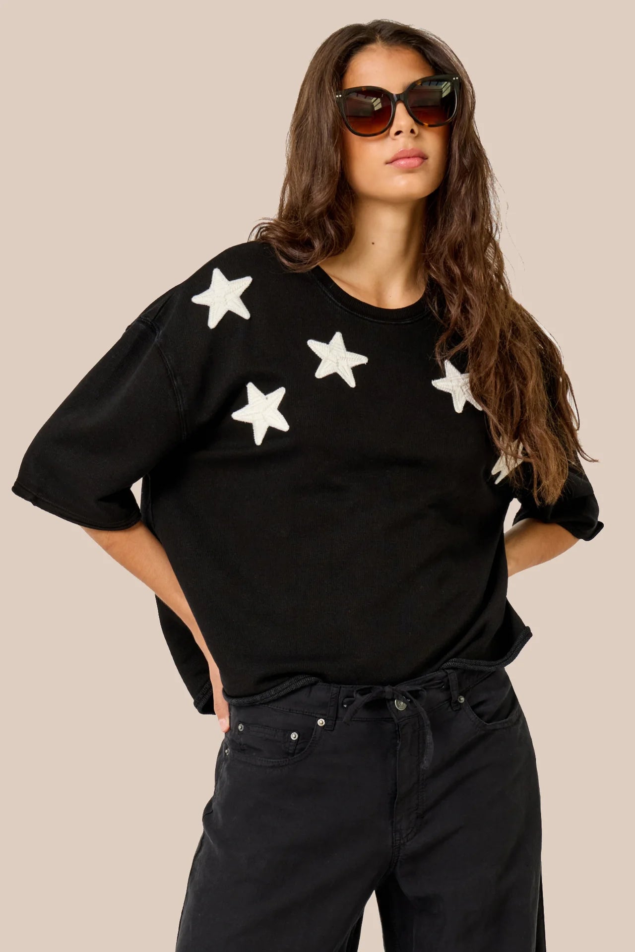 Cotton, Linen and Viscose mix short sleeve sweatshirt