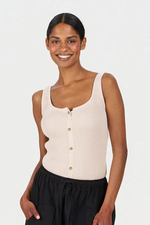 Cove 100% Organic Cotton Vest Top in Sand