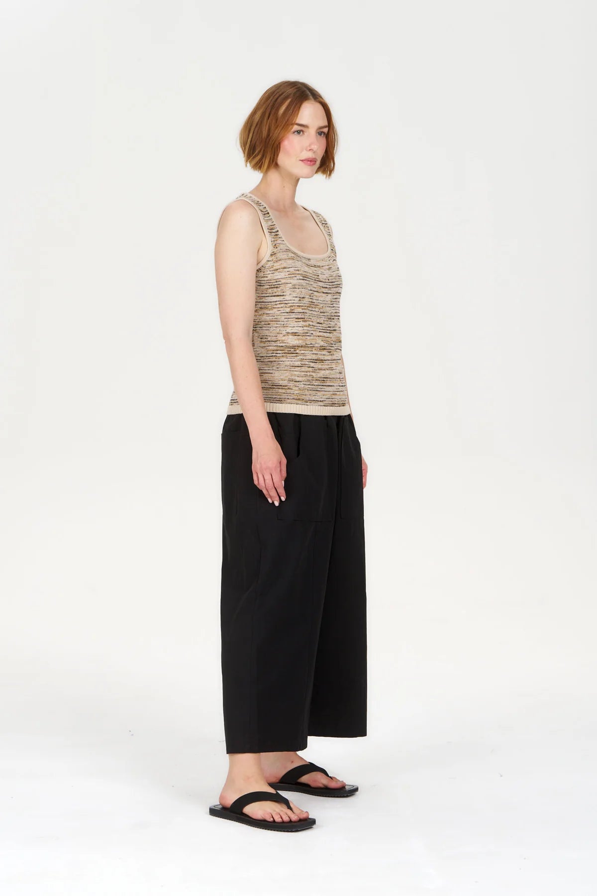 Poppy 100% Organic Cotton Vest Top in Beige and Browns