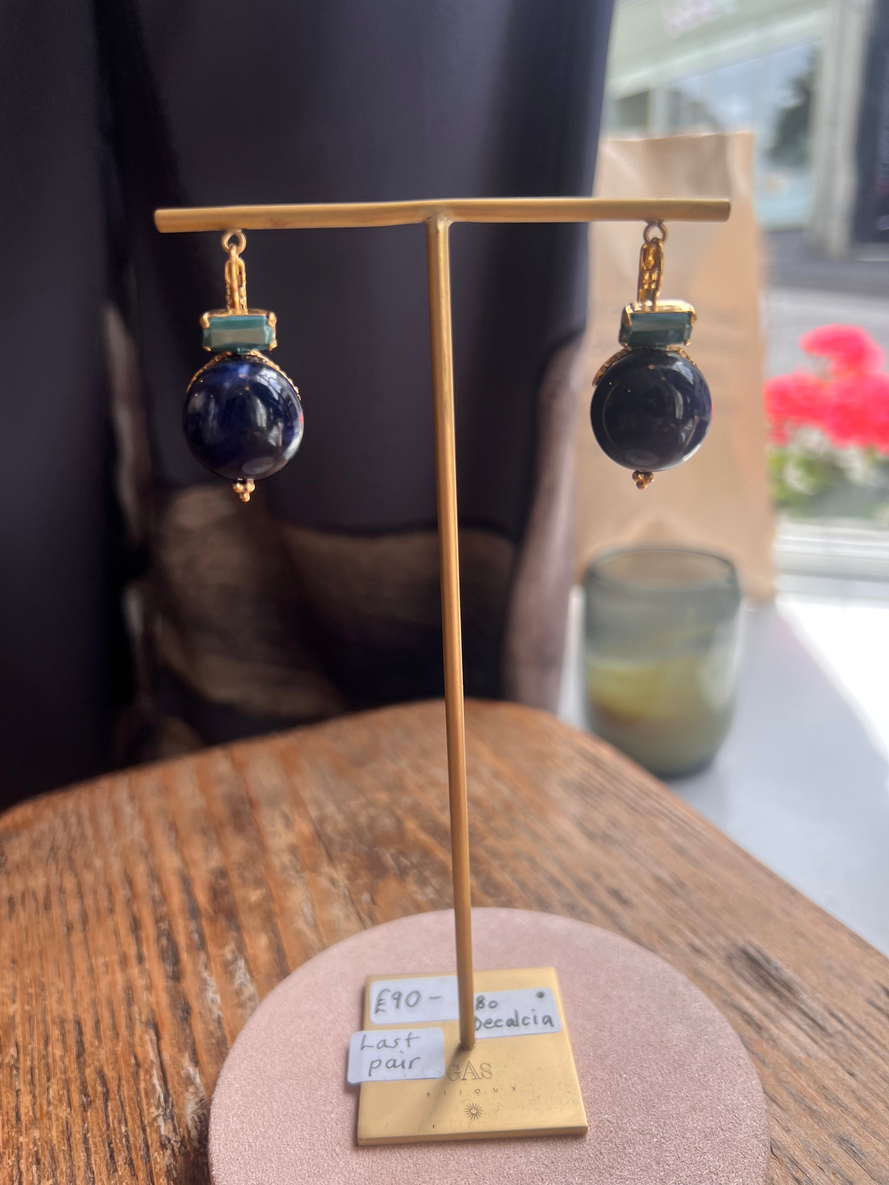 Bo Decalcia Earrings in Navy and Gold