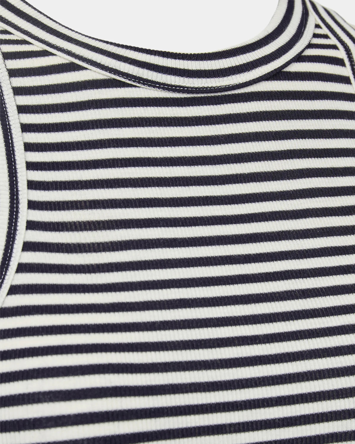 100% Cotton Viscose Jullie Vest Top in Navy and White Stripe