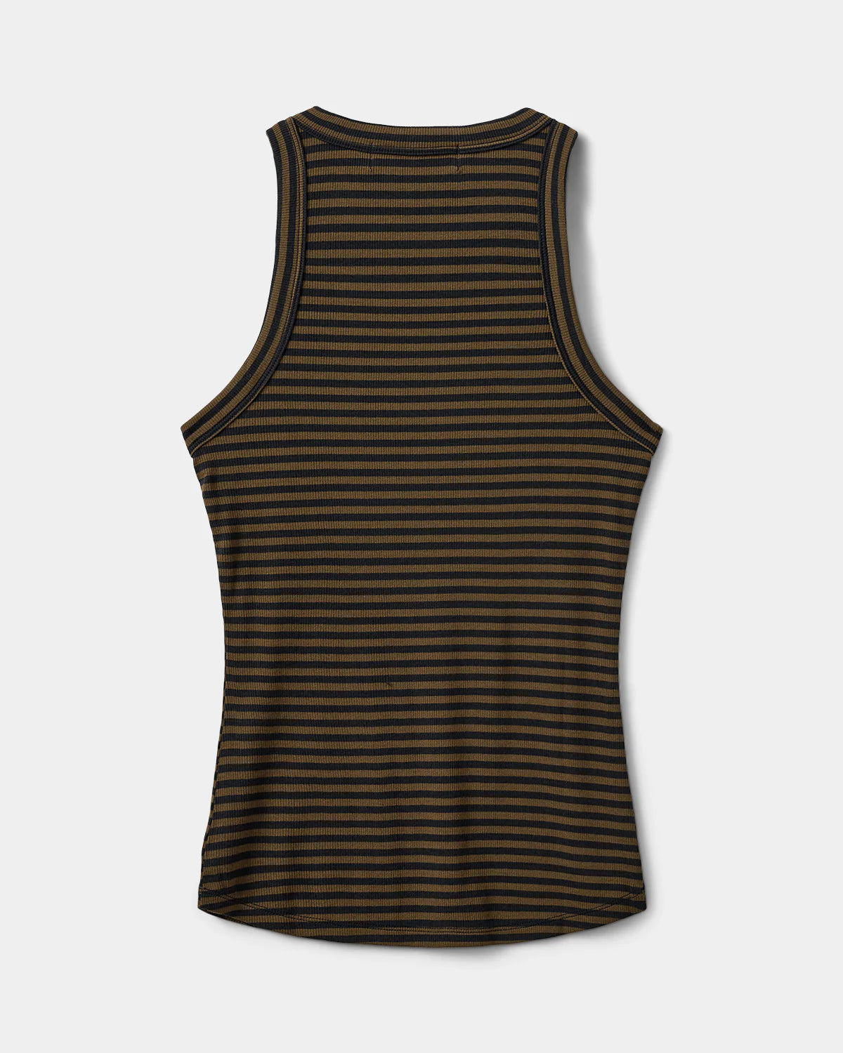 100% Cotton Viscose Jullie Vest Top in Dark Brown and Black Stripe