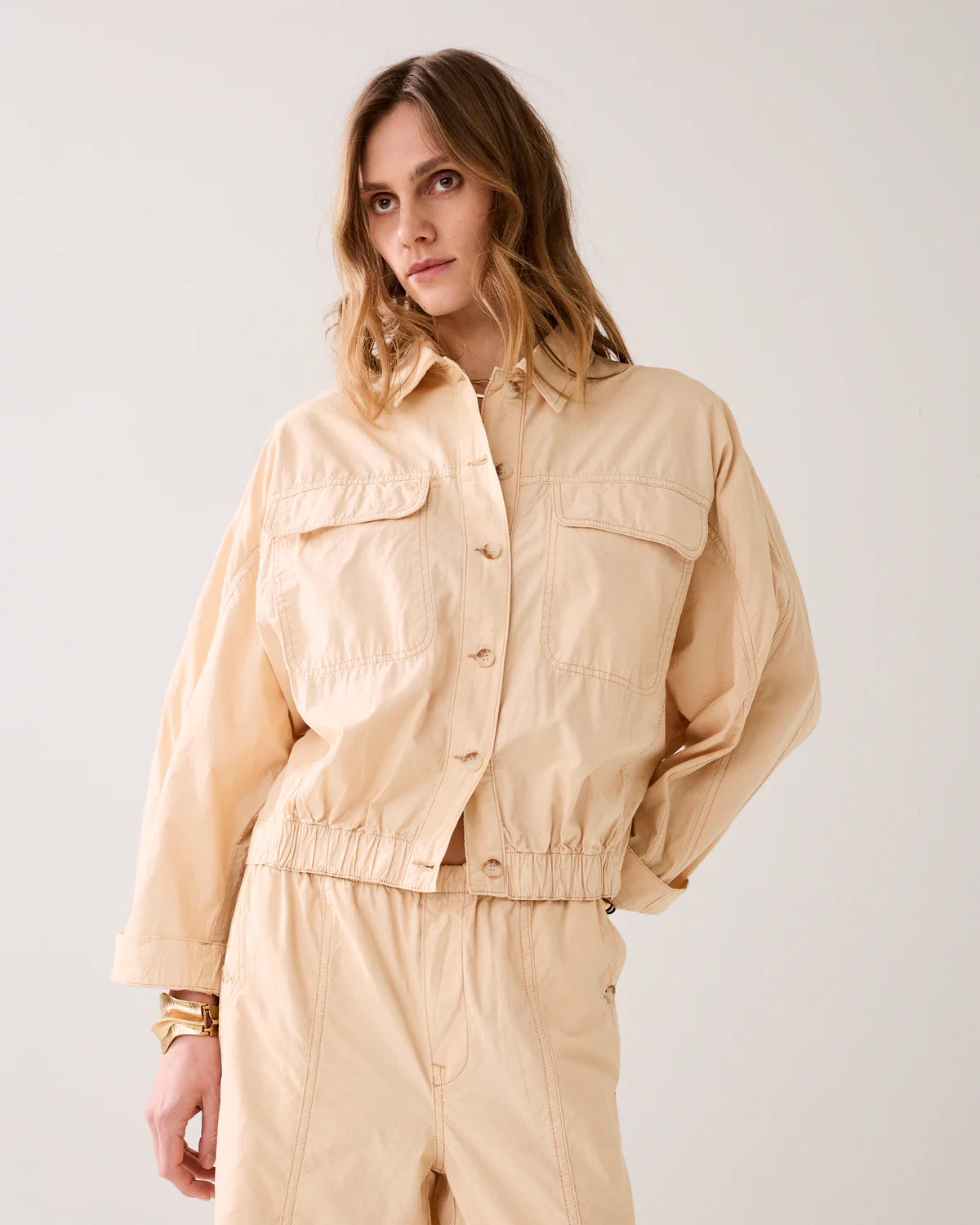 100% Cotton Batwing Jacket in Buttercream