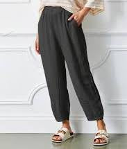 100% Linen Sicily Barrel Shaped Trousers in Anthracite