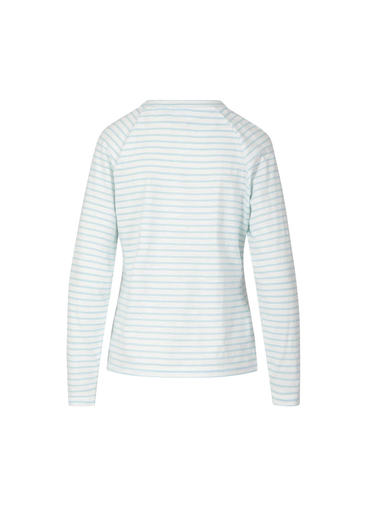 100% Cotton SILLA Long Sleeve T-Shirt in Light Blue/White Stripe
