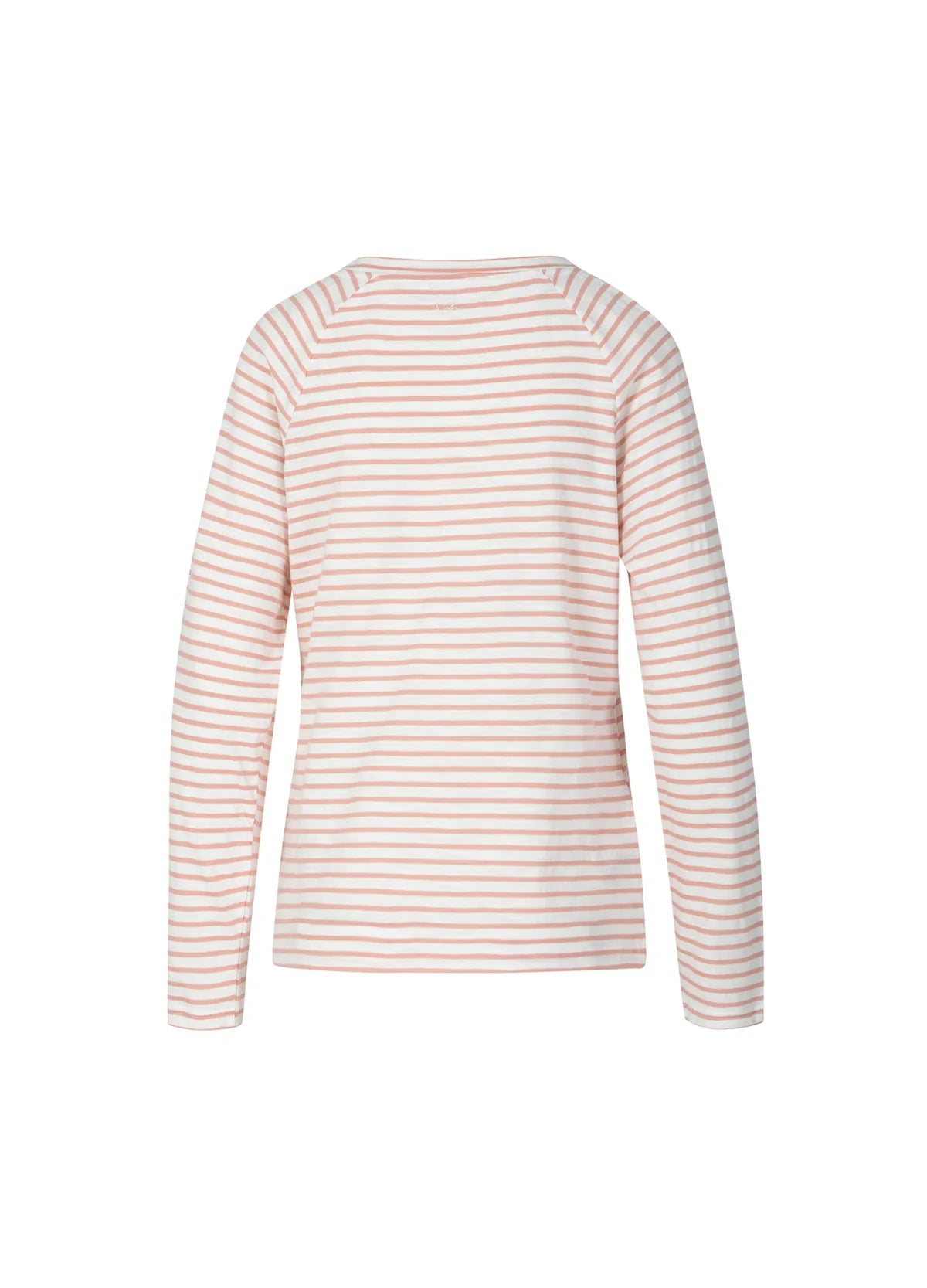 100% Cotton SILLA Long Sleeve T-Shirt in Light Pink/White Stripe