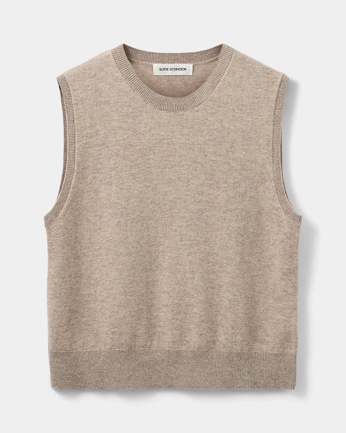 100% Merino Sleeveless Vest in Brown Melange