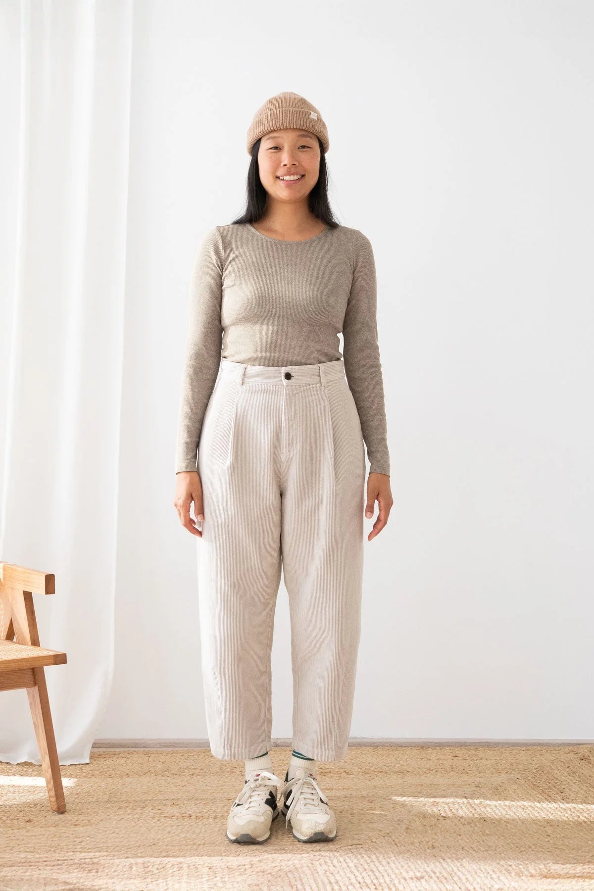 Arran recycled Long Sleeve Tee in Linen Beige